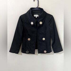 Andre Oliver Women’s Jacket Sz 2 3/4 Sleeve Black Career Hook/Eye MSRP $260